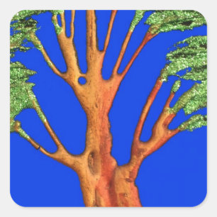 Unter dem blauen Himmel: Die Sammlung Acacia Tree Quadratischer Aufkleber