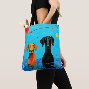 Unter dem blauen Horizont - farbenfrohe Hunde im S Tasche