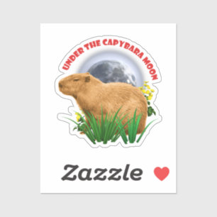 Unter dem Capybara-Mond Süßes Tier Aufkleber