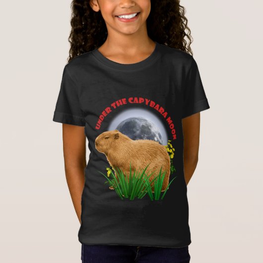 Unter dem Capybara-Mond Süßes Tier T-Shirt (Vorderseite)