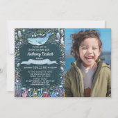 Unter dem Foto jedes Alters Einladungen zum Geburt (Vorderseite)