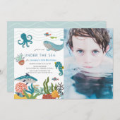 Unter dem Foto Meereslebewesen Einladung (Vorne/Hinten)