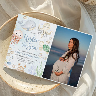 Unter dem Foto "Sea Animals Boy Baby Shower" Einladung