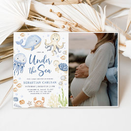 Unter dem Foto "Sea Animals Boy Baby Shower" Einladung