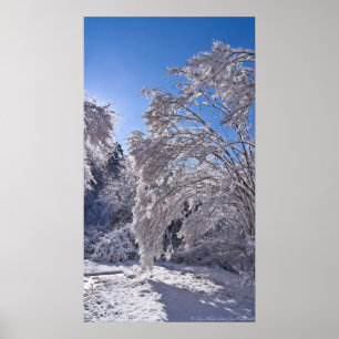 Unter dem Gewicht des Winterschneefallplakats Poster