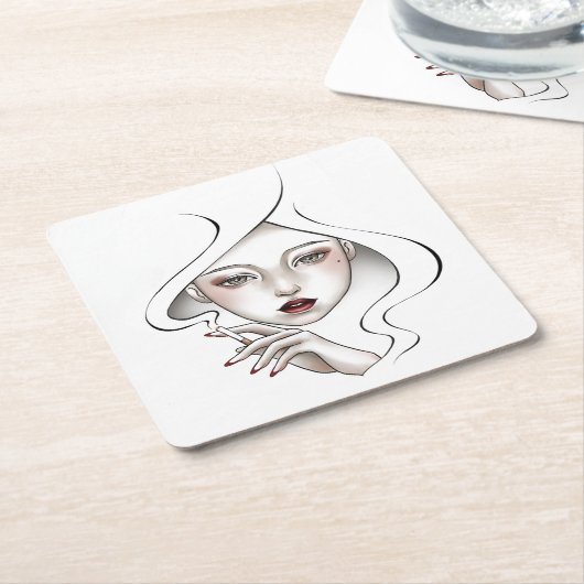 Unter dem Glas eines weißen, nassen Mädchens Rechteckiger Pappuntersetzer (angewinkelt)