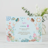 Unter dem Kindergeburtstag Mermaids Einladung (Stehend Vorderseite)