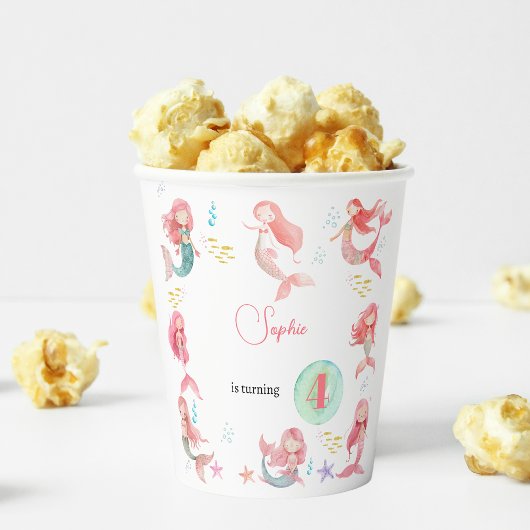 Unter dem Kindergeburtstag Mermaids Pappbecher
