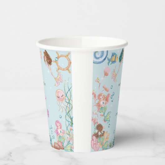 Unter dem Kindergeburtstag Mermaids Pappbecher (Links)