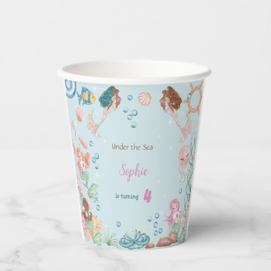 Unter dem Kindergeburtstag Mermaids Pappbecher (Vorderseite)
