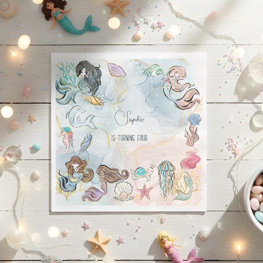 Unter dem Kindergeburtstag Mermaids Serviette