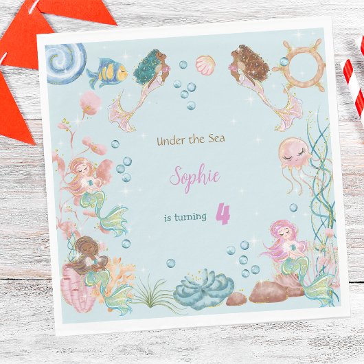 Unter dem Kindergeburtstag Mermaids Serviette