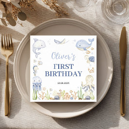 Unter dem Kindergeburtstag "Sea Boy Ocean Animals" Serviette