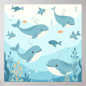 Unter dem Kinderzimmer "Wale und Fische" Poster (Vorne)