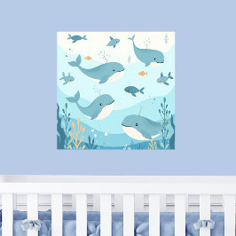 Unter dem Kinderzimmer "Wale und Fische" Poster