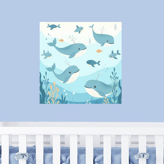 Unter dem Kinderzimmer "Wale und Fische" Poster