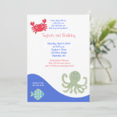 Unter dem Meer 12x18 Calypso Birthday Crab Einladung (Stehend Vorderseite)