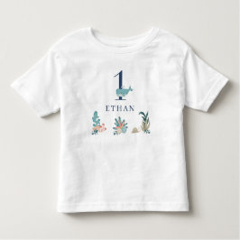 Unter dem Meer 1. Baby Boy Niedlich Blue Watercolo Kleinkind T-shirt