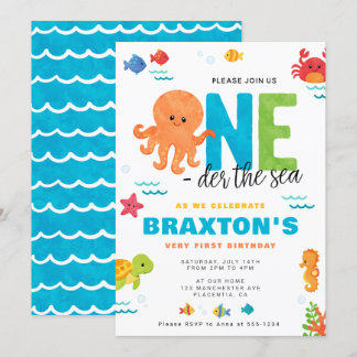 Unter dem Meer 1. Geburtstag ONEDER das Meer Einladung