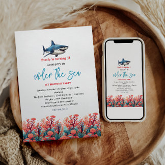 Unter dem Meer 1. Geburtstag Party Einladung