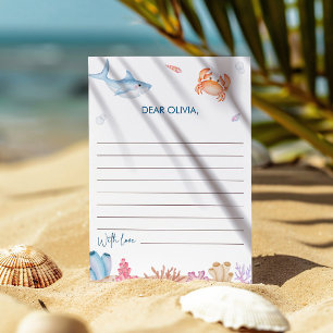 Unter dem Meer 1. Geburtstags-Zeitkapsel-Notizkart Einladung