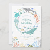 Unter dem Meer 2. Geburtstag Einladung (Vorderseite)