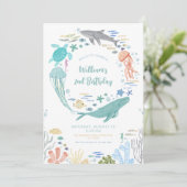 Unter dem Meer 2. Geburtstag Einladung (Stehend Vorderseite)