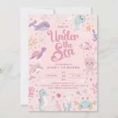 Unter dem Meer 3. Geburtstag Einladung Mädchen Kle (Vorderseite)