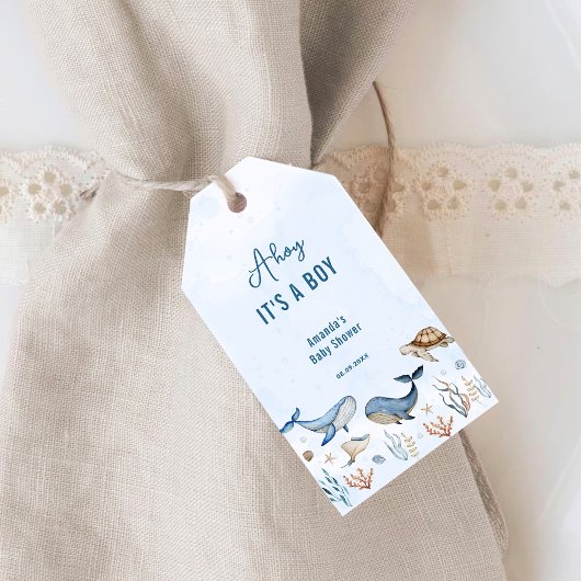 Unter dem Meer Ahoy ist eine Baby-Dusche. Geschenkanhänger