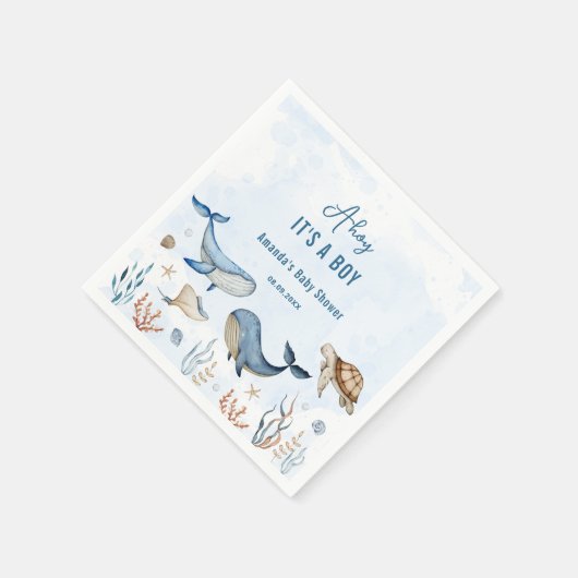 Unter dem Meer Ahoy ist eine Baby-Dusche. Serviette (Ecke)