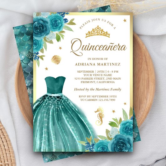 Unter dem Meer Aquamarines Kleid Meerjungfrau Gold Einladung