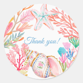 Unter dem Meer Aquarell-Baby Shower Runder Aufkleber