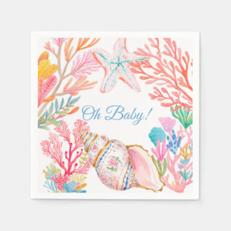 Unter dem Meer Aquarell-Baby Shower Serviette