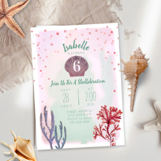 Unter dem Meer Aquarell Confetti Coral Geburtstag Einladung