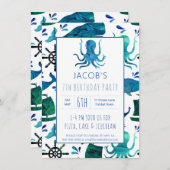 Unter dem Meer Aquarell Kinder Octopus Geburtstag (Vorne/Hinten)