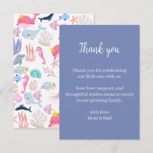 Unter dem Meer Aquarell-Ozean-Tiere Baby Shower Dankeskarte
