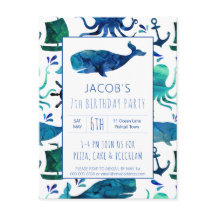 Unter dem Meer Aquarellwal Geburtstag nautisch