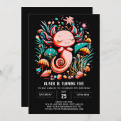 Unter dem Meer Axolotl druckbarer Geburtstag Einladung (Vorne/Hinten)