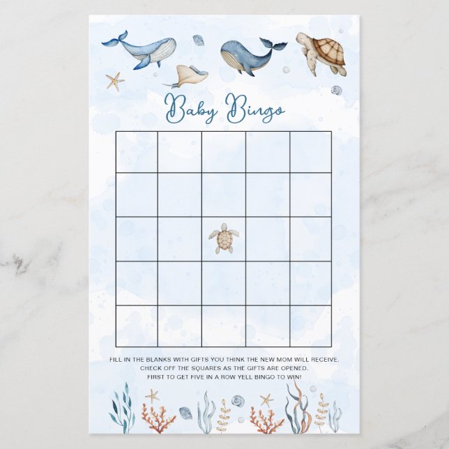 Unter dem Meer Baby Bingo Game (Vorderseite)