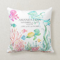 Unter dem Meer Baby Birth Stats Pillow