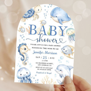 Unter dem Meer Baby Shower Blaues Ozean-Tor Einladung