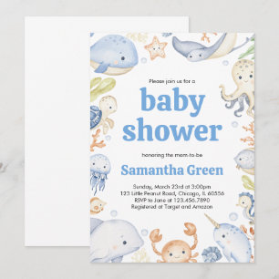 Unter dem Meer Baby Shower Einladung