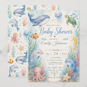 Unter dem Meer Baby Shower Einladung