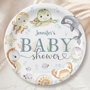 Unter dem Meer - Baby Shower Geschlechtsneutral  P Pappteller