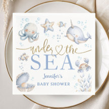 Unter dem Meer Baby Shower Junge Blau Papier