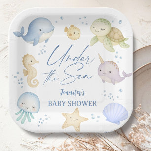 Unter dem Meer Baby Shower Junge Süßer Ozean Pappteller