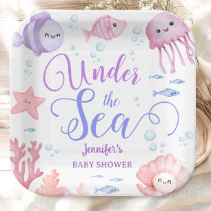Unter dem Meer Baby Shower Mädchen Rosa Ozean Tier Pappteller