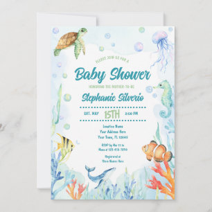 Unter dem Meer Baby Shower Wasserfarbe Einladung