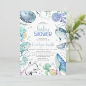 Unter dem Meer Babydusche Einladung (Stehend Vorderseite)