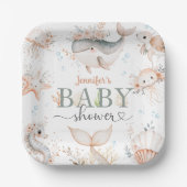 Unter dem Meer Babydusche Mädchen rosa Ozean Pappteller (Vorderseite)